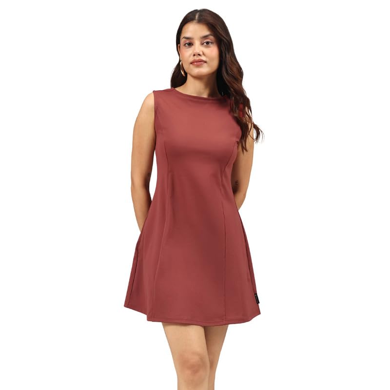 Image of BlissClub Womens Ultimate Dress, Fit & Flare Silhouette, Boat Neck Dress with Side Pocket, Soft Stretchy Everyday
