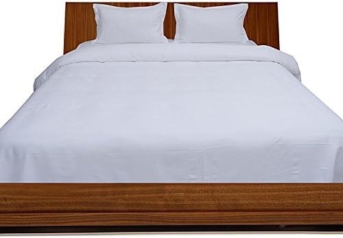 LaxLinen 300-Thread Count Super Quality 100% Egyptian Cotton 1PC Flat Sheet (Top Sheet), Queen Sofa/Queen Bed Size, White Solid 300TC 100% Cotton