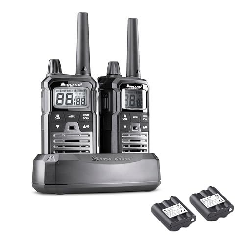 Midland - Walkie Talkie XT70 PRO Doppio, 2 Ricetrasmittenti Professionali Security e Outdoor, 101 Canali PMR446, Canale RRM, Waterproof IPX4, Portata 12Km, Autonomia 12H, VOX, Batterie e Accessori
