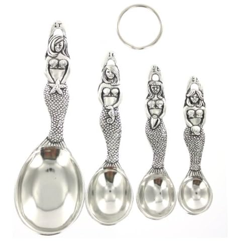 Pewter Mermaid Measuring Spoons Cover