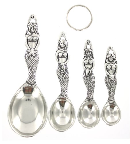 Pewter Mermaid Measuring Spoons Set Of 4 #TOP12