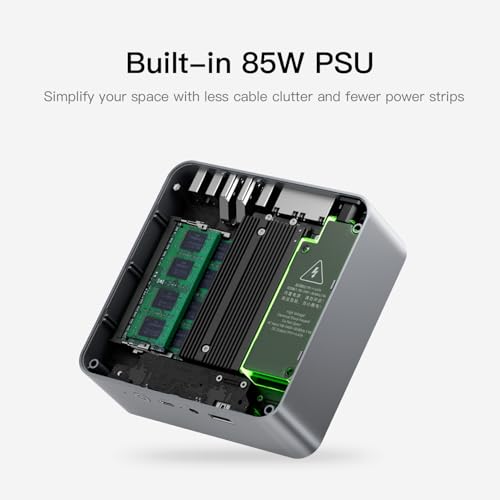 Image of Beelink EQR5 Mini PC, AMD Ryzen 5 5500U (6C /12T, up to 4.0GHz) 16GB DDR4 480G NVMe M.2 SSD, Dual Display Output, Built in PSU, WiFi 6, 1000M RJ45, Bluetooth 5.2 W11 Pro Mini Computer
