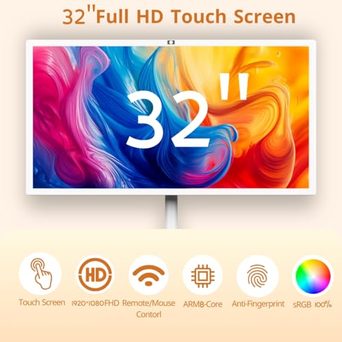 Image of 32-Inch Portable TV with Incell Touch Screen, 1080P Rolling Smart TV, 8G RAM+128G Storage, Android OS, Built-in Battery, Full Swivel Rotation, Remote Control, Ideal for Trade Show, Brainstorm Meeting