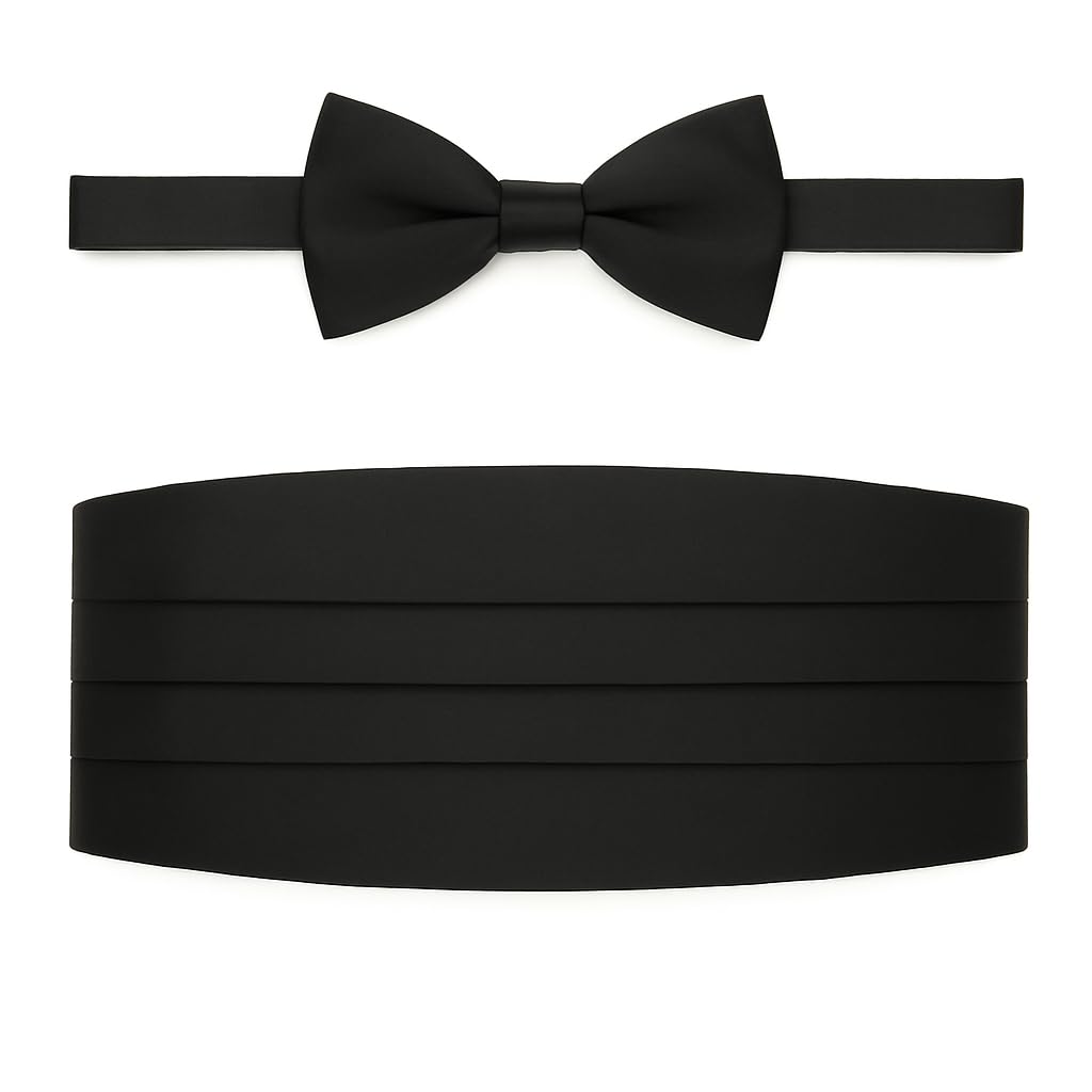the tie hub Black Microfiber Cummerbund – Classic Pleated Waistband for Men | Adjustable Formal Tuxedo Accessory-picture-12