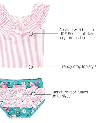 RuffleButts Baby/Toddler Girls UPF50+ Ruffle Tankini 2-Piece Swimsuit - Fancy Me Floral, 3-6m