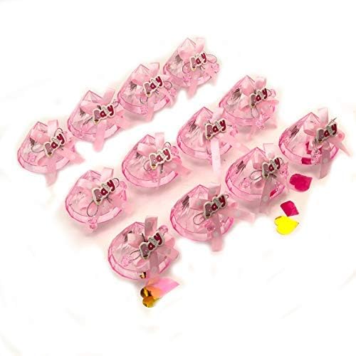 JC HUMMINGBIRD 12pc Fillable Pink Blue Diamond for Baby Shower, Table Decorations, Candy Gift