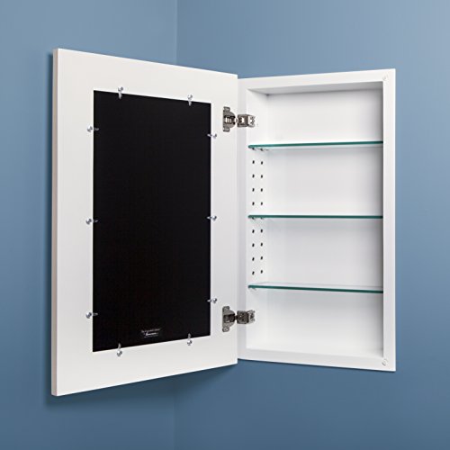 Image of 14x24 Concealed Picture Frame Medicine Cabinet Without Mirror for Bathroom, Recessed in The Wall, Made in North America, Real Wood, NO MDF, Adjustable Shelves, Shaker White