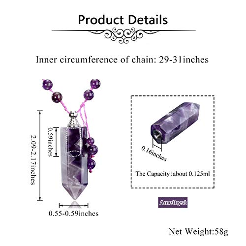 Sunligoo Urn Pendant Necklace For Ashes Cremation Memorial Keepsake Jewelry Healing Crystal Amethyst Point Pendant Natural Stone Beads Necklaces For Women Girls #TOP3