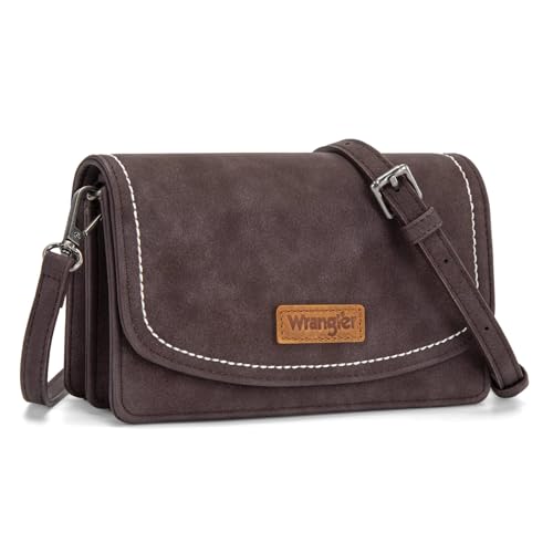 Image of Wrangler Small Crossbody Bag for Women, RFID Blocking Wallet Purse with Adjustable Strap, Multi-Compartment Shoulder Handbag