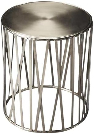 Butler Specialty Company Drum Table, Polished Platinum