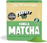 Perfect Ted | Matcha Vainilla Bean 75g | Polvo para Latte de Té Matcha Ceremonial | Té Verde Japonés | Té Matcha en Polvo | Macha Tea | Matcha Fuel (30 Porciones)