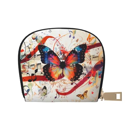 Musica Butterfly Printed Credit Card Wallet for Women Men Cute Zipper Card Cases Holder Mini Coin Purse with 12 Card Slots - Main Image