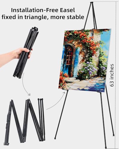 image for Nicpro Art Folding Easels for Display, 2 Pack 63 Inches Metal Floor Ea