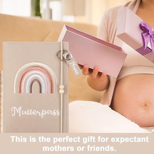 1pcs Impfpass Hülle aus Filz, Handgefertigte Mutterpasshülle, Schutzhülle für Impfausweis, Mutter Kind Pass mit Fächern für Ultraschallbild, Handmade (Khaki)