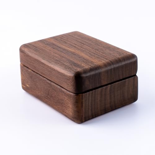 Boîte à bagues anti-rayures en bois de noyer pour conserver vos alliances