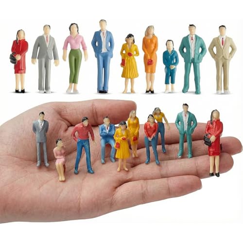 YAPKOLV Lot de 40 figurines miniatures, figurines pour maquettes de train, personnages miniatures (échelle 1:50)