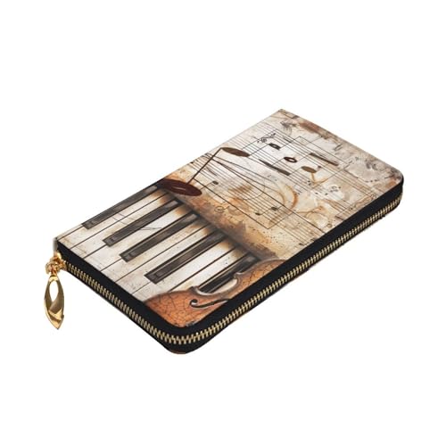 Piano Violin Music Notes Printed Long Wallet for Women Men Cute PU Leather Wallet with Coin Purse and Credit Card Holder3