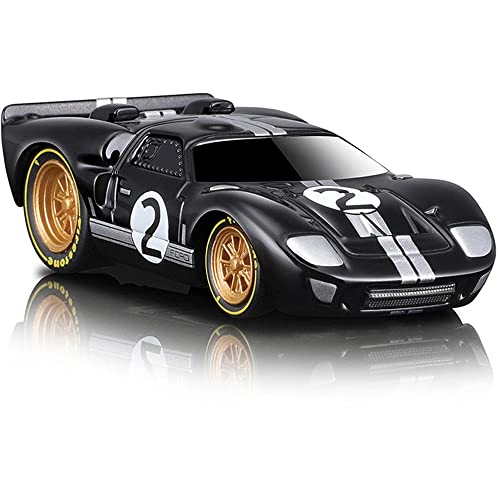 1966 GT40 MKII #2 Negro con Líneas Plata y Ruedas Doradas 1/64 miniatura 6