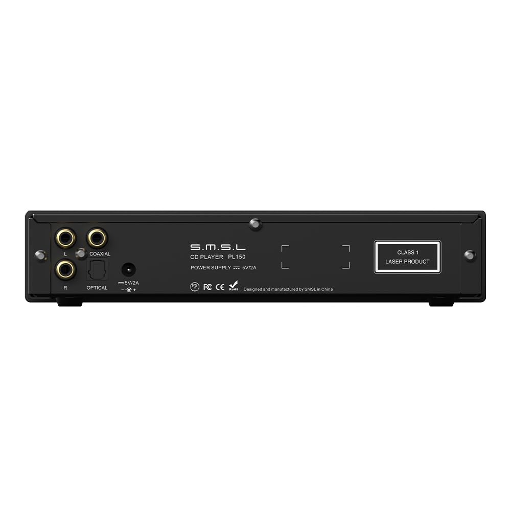 SMSL PL150 Lecteur CD Puissant processeur CS43198, avec Sorties RCA/3,5 mm et 4,4 mm pour Casque/Optique/coaxiale, pour véhicule/Ordinateur Portable/télévision/PC (Argent)