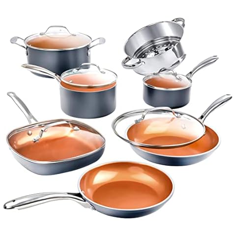 Gotham Steel Pots and Pans Set - 12 Piece Nonstick Cookware Set Cover