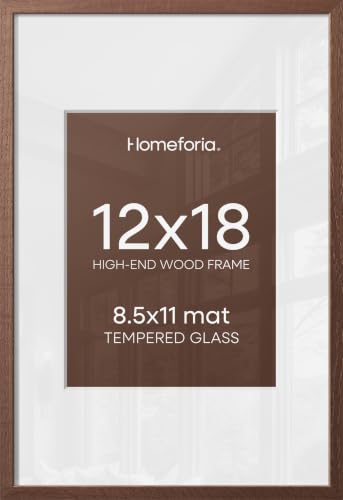 Image of Homeforia 12 x 18 Walnut Wood Frame, High End Dark Oak 12x18 Brown Picture Frame with Mat 8.5x11 Photo, 12 x 18 Wooden Poster Frame Matted to 8.5 x 11, 18x12 Frames, Tempered Glass, Wall Kit, Set of 3