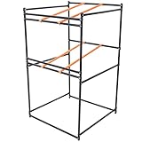 WZONICE98 Lawn Mower Storage Rack 3-Tier Heavy Duty Stand, 330lb Capacity Garage Tool Organizer Powder Coating for Mowers and Snowblowers, Black and Orange Steel Garden Tool Storage