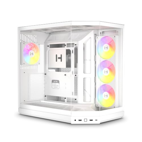 Image of HYTE Y50 RGB Essential Aesthetic Gaming PC Case - 4 Included aRGB Fans (1x 120mm + 1x 360mm Reverse) - Dual Chamber ATX Desktop Chassis - Rear Connect Motherboard Compatible - Snow White