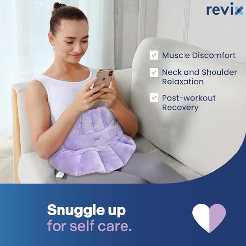 Image of REVIX Microwavable Heating Pads for Neck and Shoulders, Weighted Heated Neck Wrap with Moist Heat, Microwave Heating Pad for Neck and Back Discomfort, Cordless Neck Warmer Microwavable, Light Purple