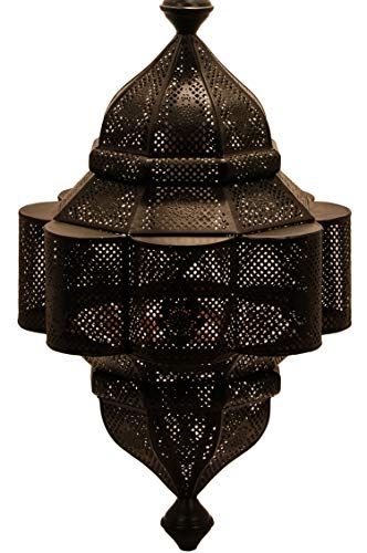 Orientalische Lampe Pendelleuchte Schwarz Enes 60cm E27 Lampenfassung | Marokkanische Design Hängeleuchte Leuchte aus… – Bild 6