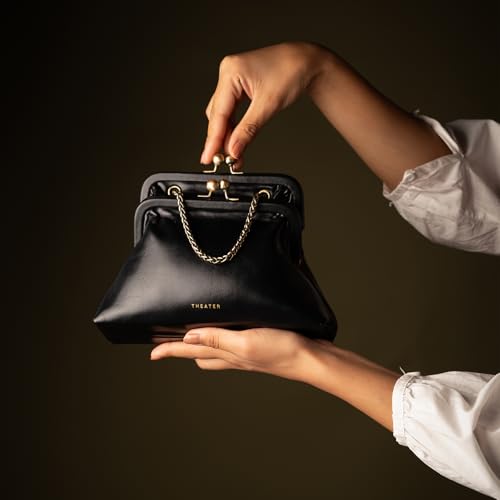 Image of Theater Francesca Vintage Kisslock Clutch Bag for Women Elegant Chain Shoulder Handbag with Structured Frame