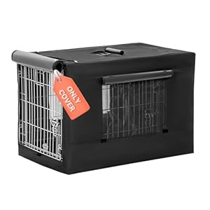 PETSFIT Crate Cover for Wire Dog Crate(30in/36inch/42inch), Single Door/Double Doors, Mesh Window, Flap On The Top and Back is Detachable, Dog Kennel Cover Black 30inch