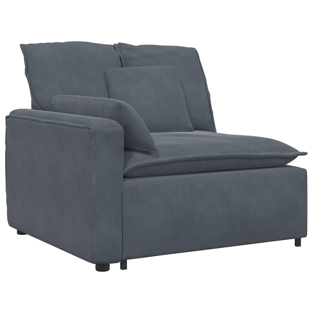 Sofa modułowa ciemnoszara z poduszkami, aksamit 100% poliester, metalowa rama, 224 x 105 x 64 cm, 2 elementy siedzenia, sofa modułowa, zestaw wypoczynkowy do salonu i pokoju gościnnego