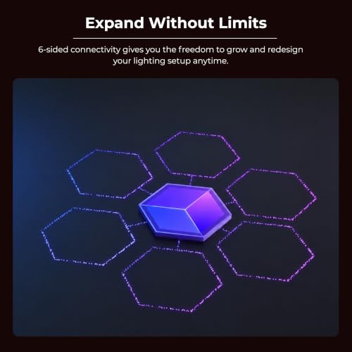Image of Apex TV Sync 3D Hexagon Light (Pack of 6) | Smart RGBIC WiFi Wall Panels | TV Screen Color Sync with Apex HDMI Sync Box 2.0 | Music Sync | App Control | 1-Year Warranty