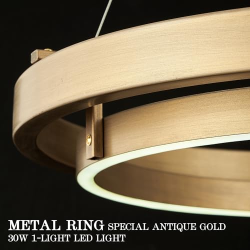 Image of LED Ring Chandelier Brass Gold Chandeliers Dimmable