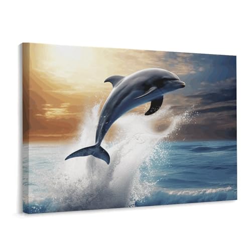 Toile murale dauphins déco océan pour une salle de bain relaxante