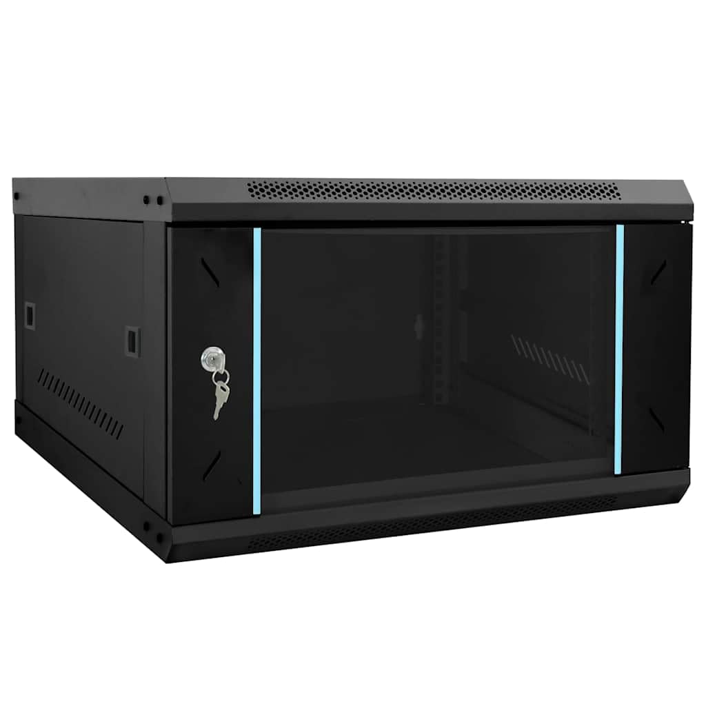 Armadio da parete per tecnologia di rete, 53 x 60 x 30 cm, in acciaio con porta in vetro, armadietto server IT con serratura, per ufficio e rete domestica