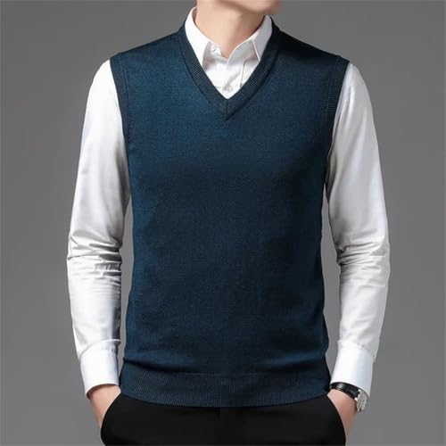 Men's Solid Color Wool Korean Version Sweater Base V-Neck Large-Size Vest2