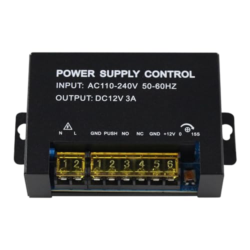 Gaocinys Sistema de Control de Acceso, Transformador de alimentación Especial, 12 VCC, Salida para Cerradura de Puerta eléctrica, Entrada 110-240 Vac (12VDC/3A)