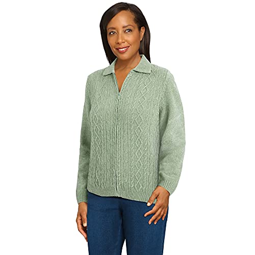 Alfred Dunner Women's Chenille Cardigan Sweater, Sage, XL - Image 4