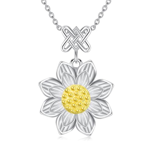 DONGHU Collar de flor de loto celta de plata de ley con rotación 3D, collar de flor de loto para mujer, delicado símbolo de meditación, colgante de loto, collar de yoga, regalo mínimo de joyería