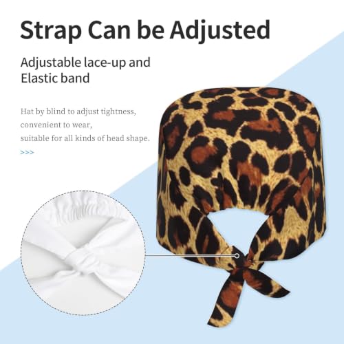 Image of Cute Pug Dog Print Working Cap Scrub Cap with Sweatband,Adjustable Fashion Bandage Tie Back Hat Headwear for Women Men