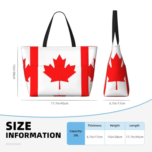 Canadian Flag Extra Large Tote Bag For Women,Foldable Beach Bag With Pocket Weekender Travel Overnight Bag4