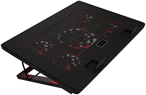 Mars Gaming MNBC2 podstawa chłodząca do laptopów do gier do 17,35 cala (5 bardzo cichych wentylatorów, czerwona LED, 2 x USB 2.0), czarny i czerwony
