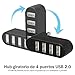 Sabrent 4 puertos USB 2.0 [90 ° / 180 ° grado giratorio]...