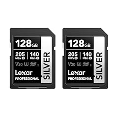 Lexar Scheda SD 128 GB SILVER 2 Pack, fino a 205 MB/s in Lettura, Scheda di Memoria SDXC UHS-I, Classe 10, U3, V30, SD Card per Fotografi Professionisti, Videografi, Appassionati