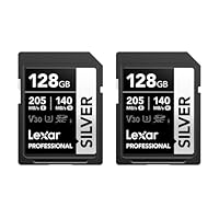Lexar Scheda SD 128 GB SILVER 2 Pack, fino a 205 MB/s in Lettura, Scheda di Memoria SDXC UHS-I,...