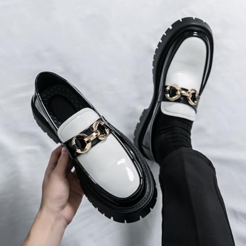 Men's Leather Printed Platform Slip-On Penny Loafers, Comfortable Slip-On Non-Slip Business Work Formal Shoes for Work, School, Party3