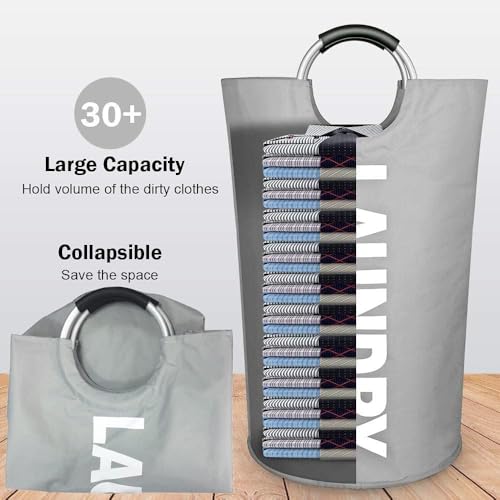 Image of Panchhi Store 90L Large Laundry Bag for Clothes Collapsible Laundry Basket, Dirty Clothes Laundry Basket for Dorm, Apartment & Laundrymat, Waterproof Bedroom Laundry Bags for Blanket, Clothes (GREY)