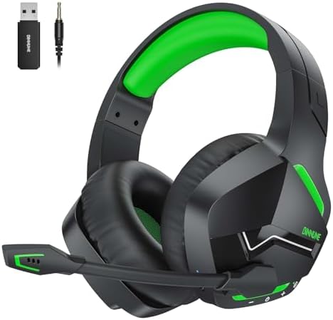 BINNUNE 2.4GHz Wireless Gaming Headset, Bluetooth 5.3 Gaming Head...