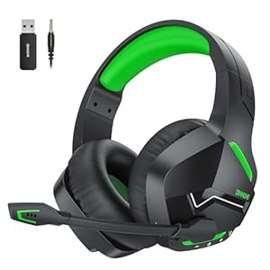BINNUNE 2.4GHz Wireless Gaming Headset, Bluetooth 5.3 Gaming Headphones with Noise Canceling Mic, 120H Ultra-Long Battery, 50mm Drivers, Multi-Platform for PC / PS5 /PS4/ Switch/Mobile, Green